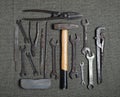 ÃÂ hand tools: hammer, saw, adjustable wrench, screwdriver, open-end wrenches, pliers, etc. Royalty Free Stock Photo